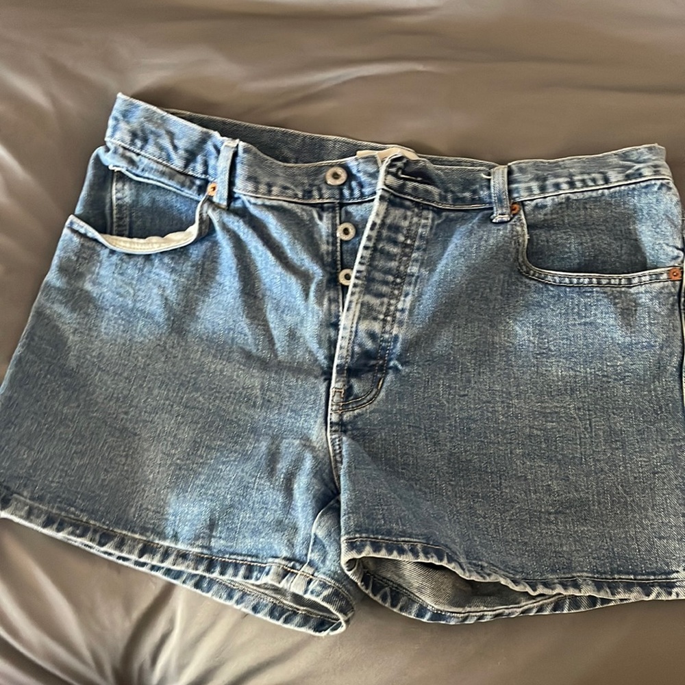 Denim shorts button fly